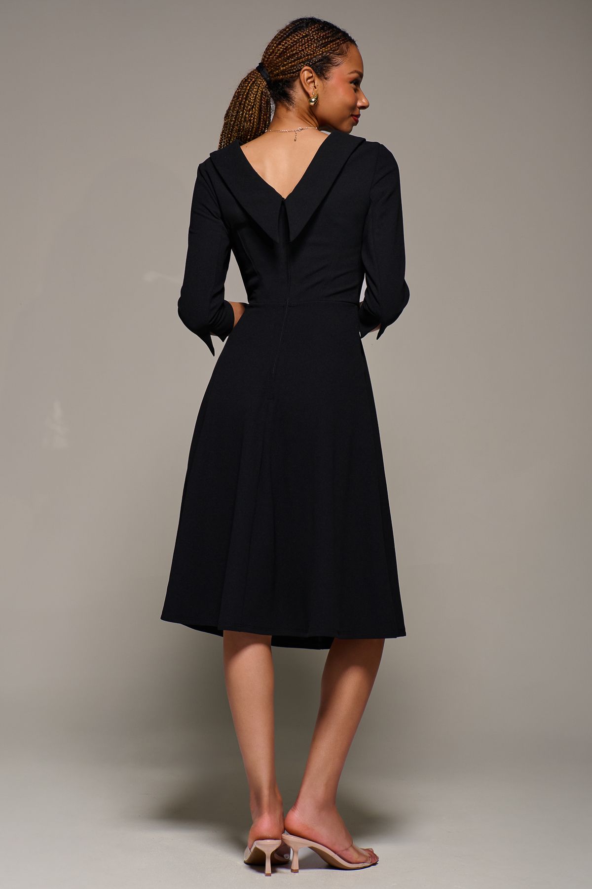 Jolie Moi Roll Neck Fit & Flare Midi Dress