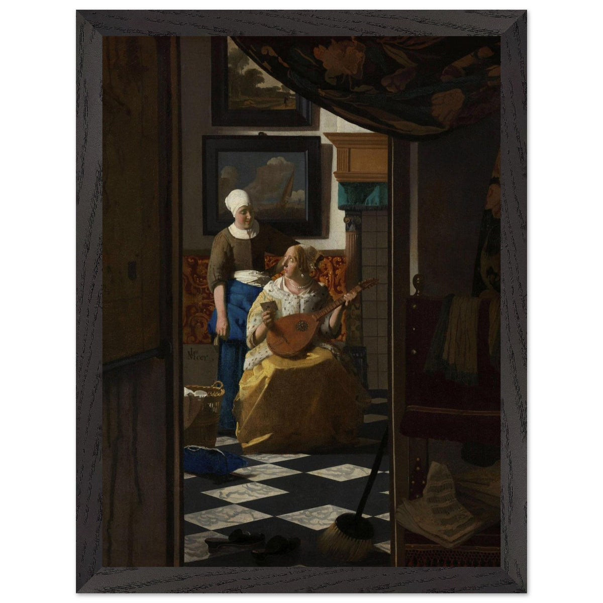 Artfulprints Poster met Lijst Johannes Vermeer - De liefdesbrief  - 30x40 cm - Bruin