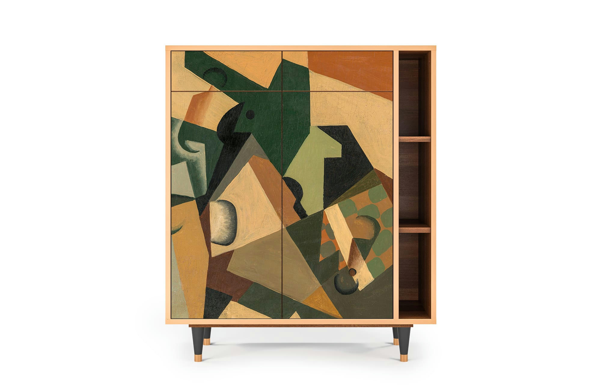 GLASS AND CHECKERBOARD BY JUAN GRIS - Buffet  multicolore 2 tiroirs et 2 portes L 94 cm