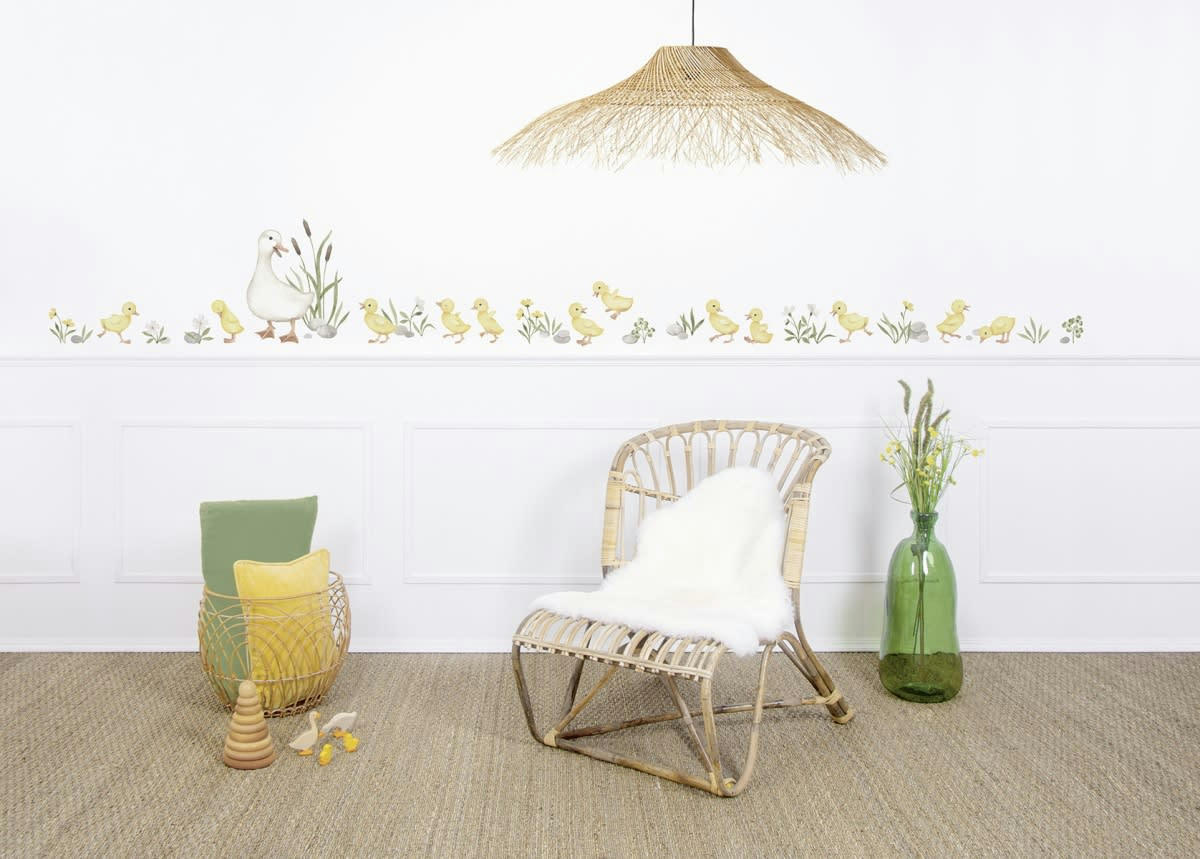 LITTLE DUCK - Stickers 9 petits cannetons en Vinyle mat Jaune 29,7x 42 cm