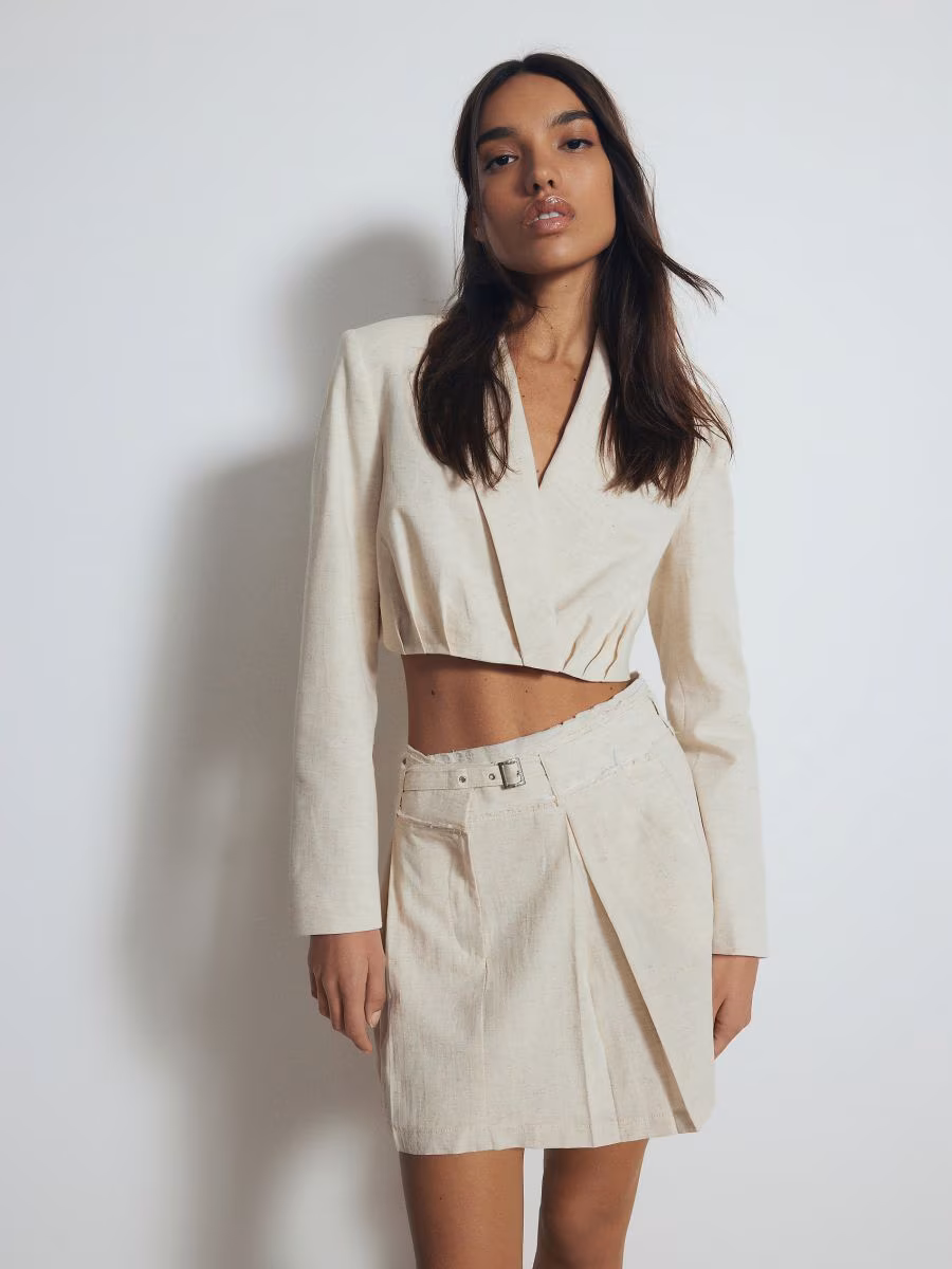 Short Linen Blend Jacket