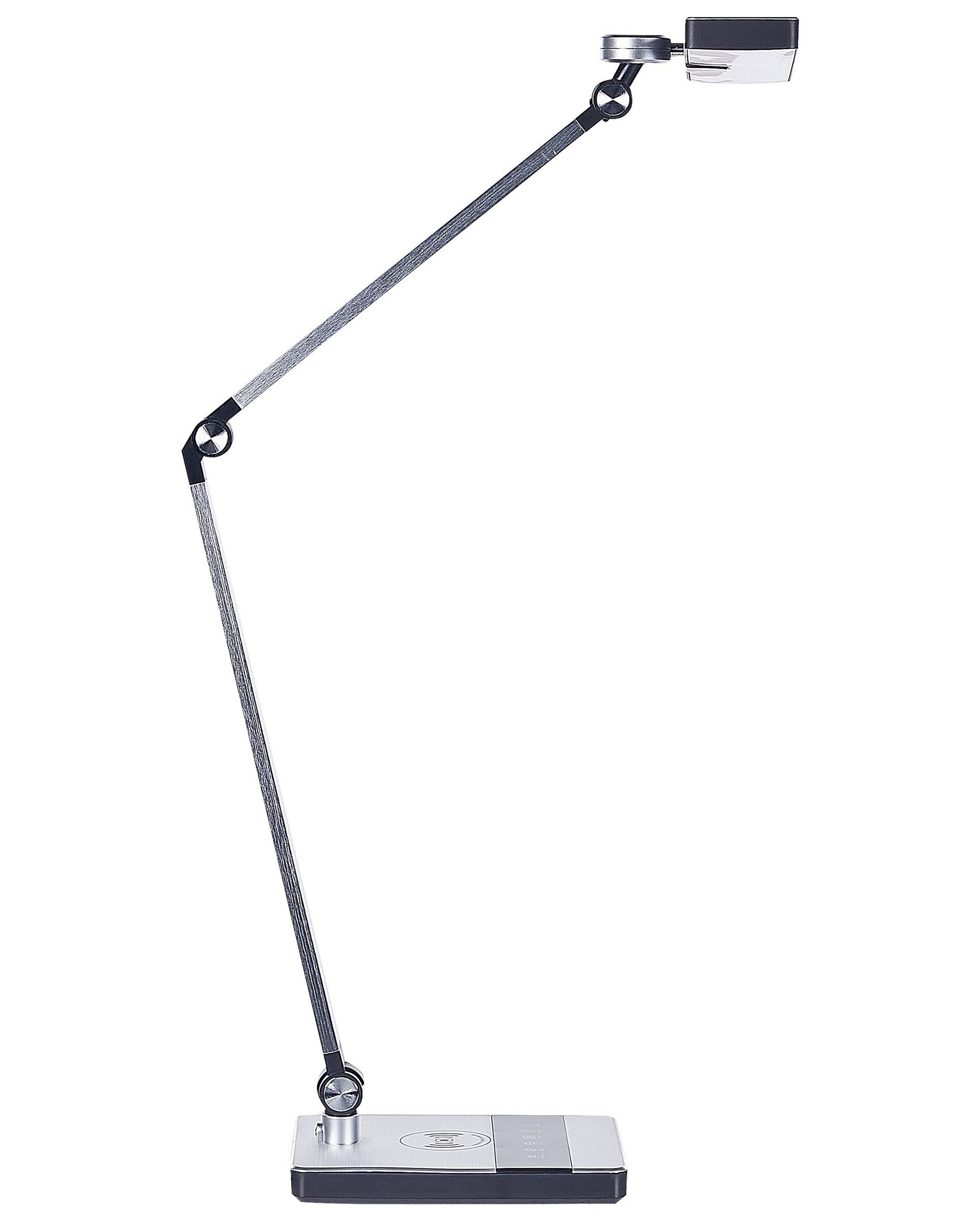 Lampa biurkowa z ładowarką bezprzewodową srebrna