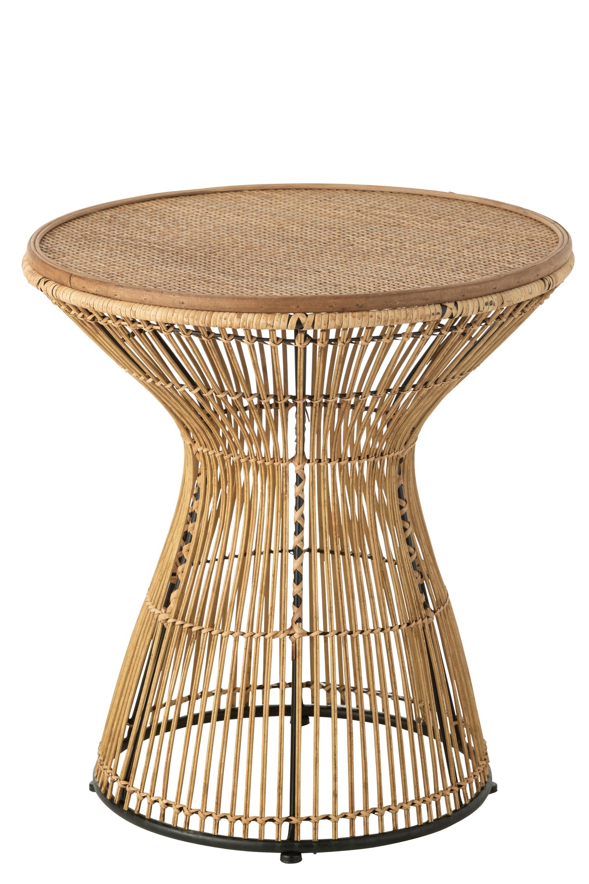 J-Line bijzettafel Rond Groeven - rotan - naturel
