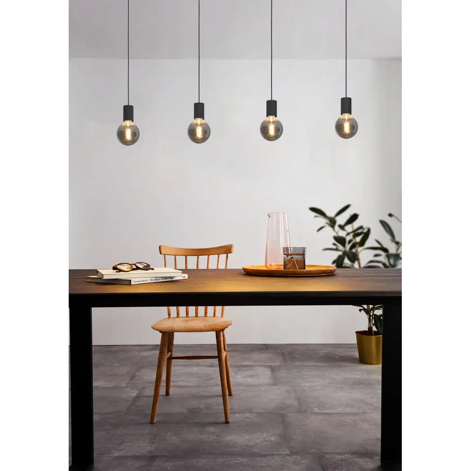 EGLO Nogalte hanglamp - E27 - 117 cm - Rechthoek - Zwart