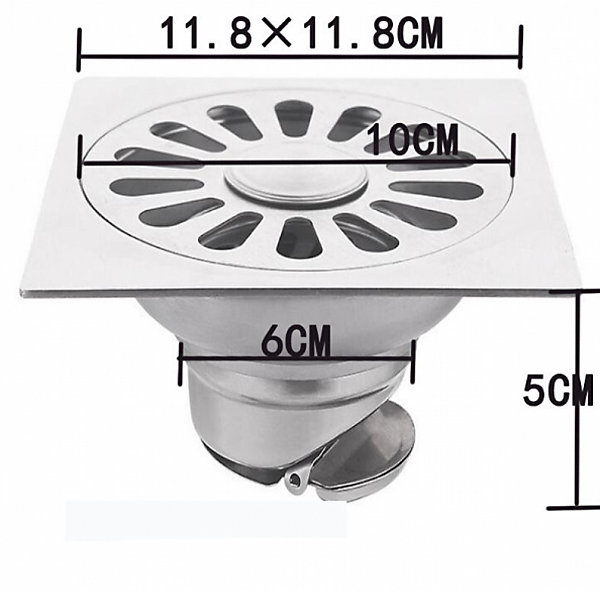CODEKEY Carré Drain De Plancher en Acier Inoxydable avec Passoire Filtre, Grille Douche, Siphon De Sol Anti-Odeur