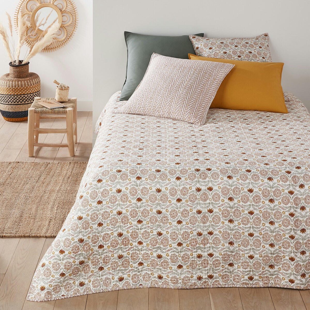 Couvre lit Kantha voile de coton imprimé, Zinnia