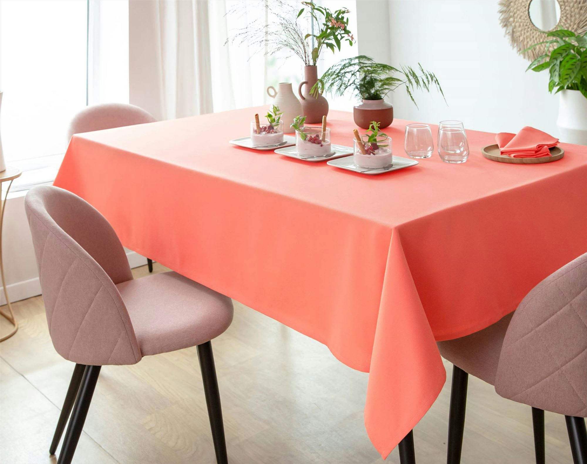 LONA - Nappe 150x200 orange corail en coton