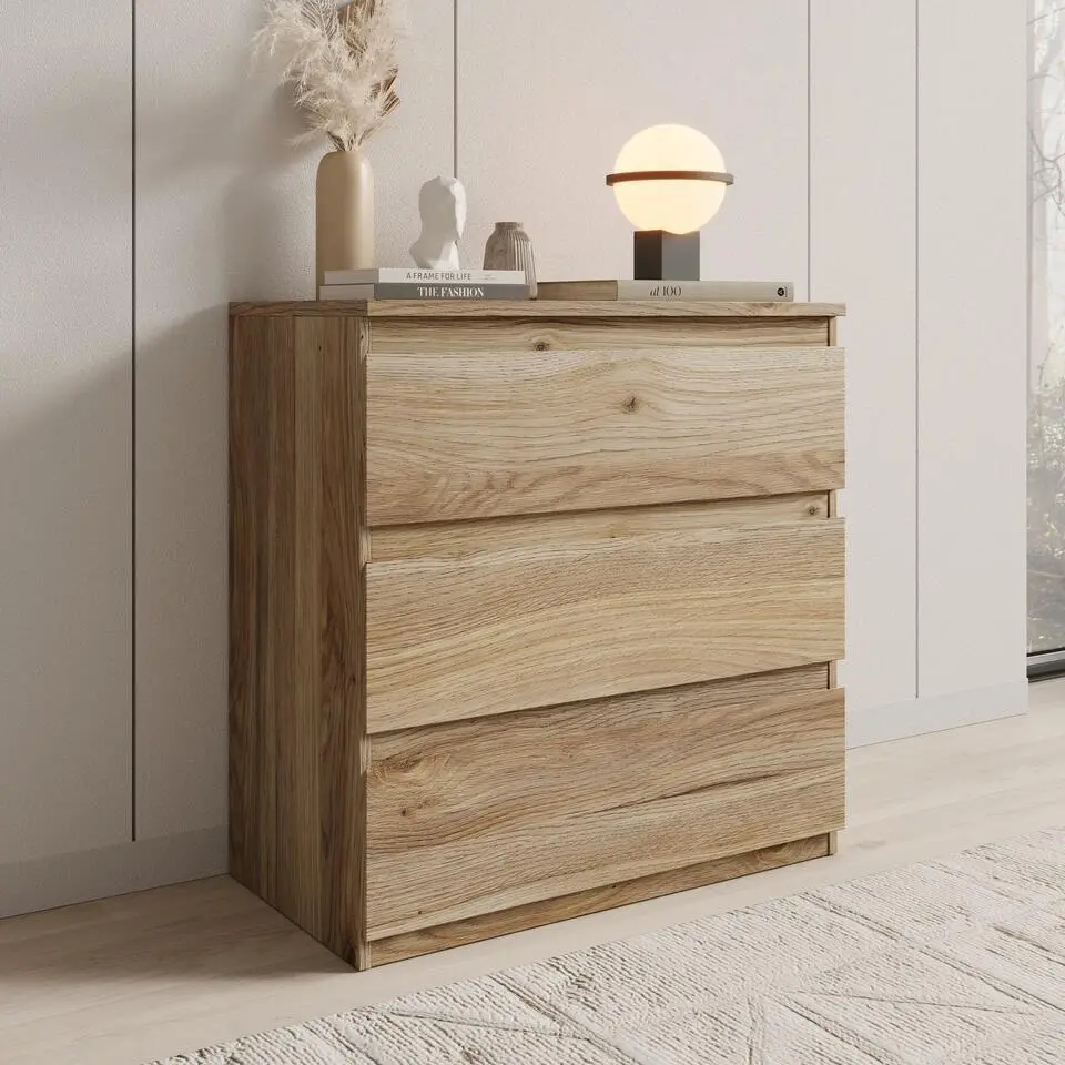 Meubella - Eskar - Ladekast - Eikenpatroon - 77x42x80 cm