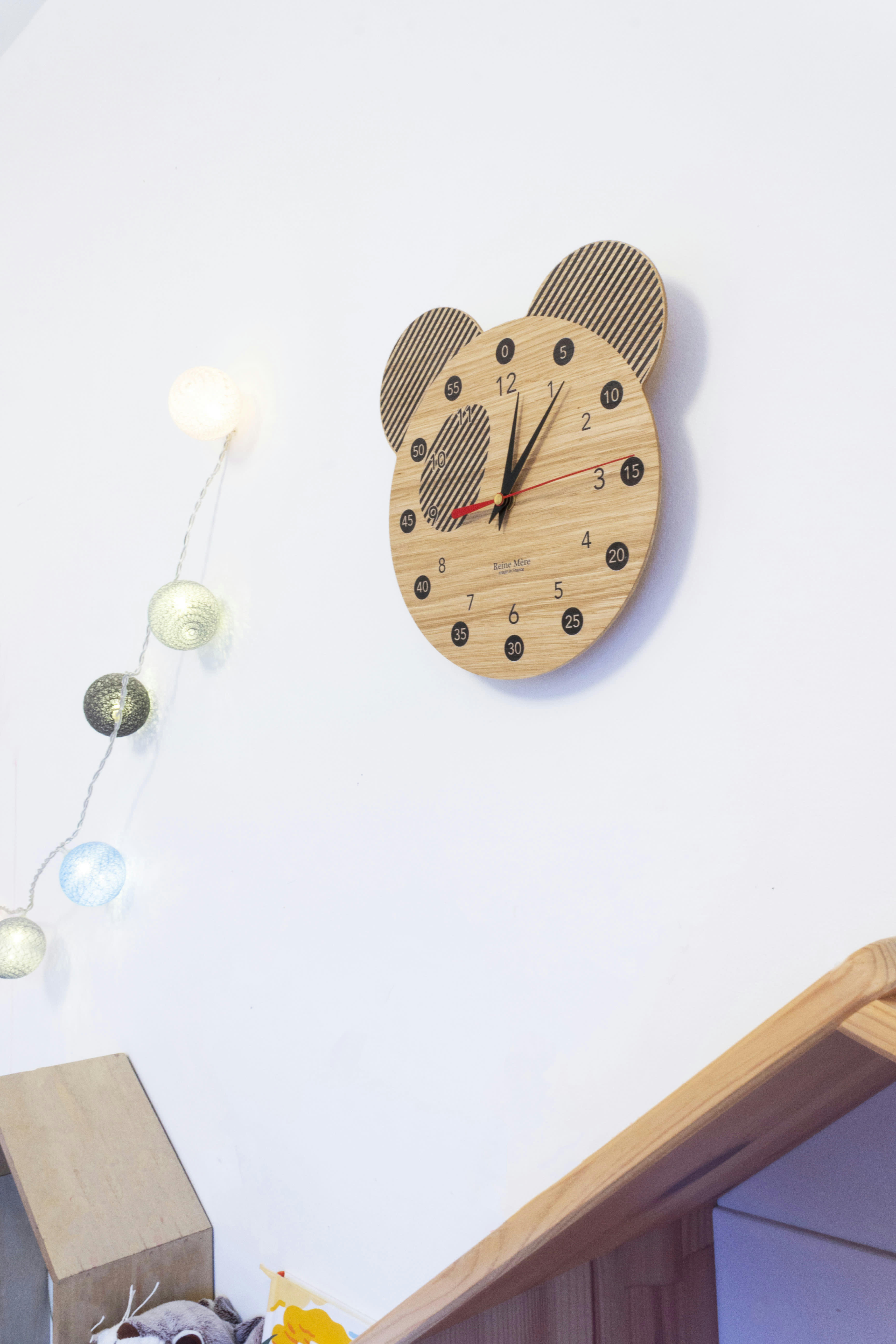 - Horloge pédagogique Panda en bois de chêne