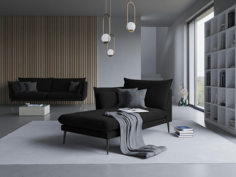 AGATE - Méridienne en velours noir