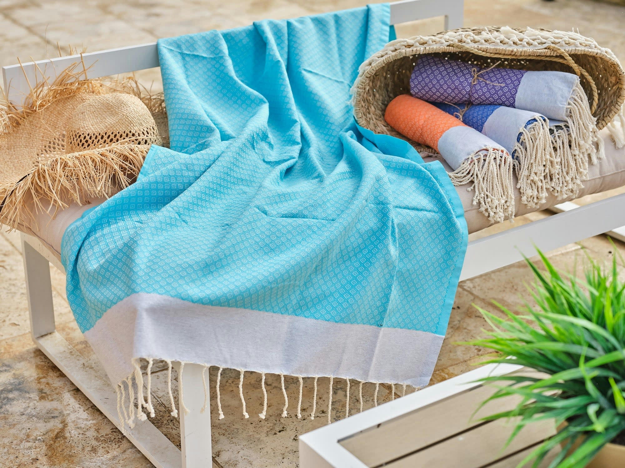 - Fouta en coton 100x200cm turquoise