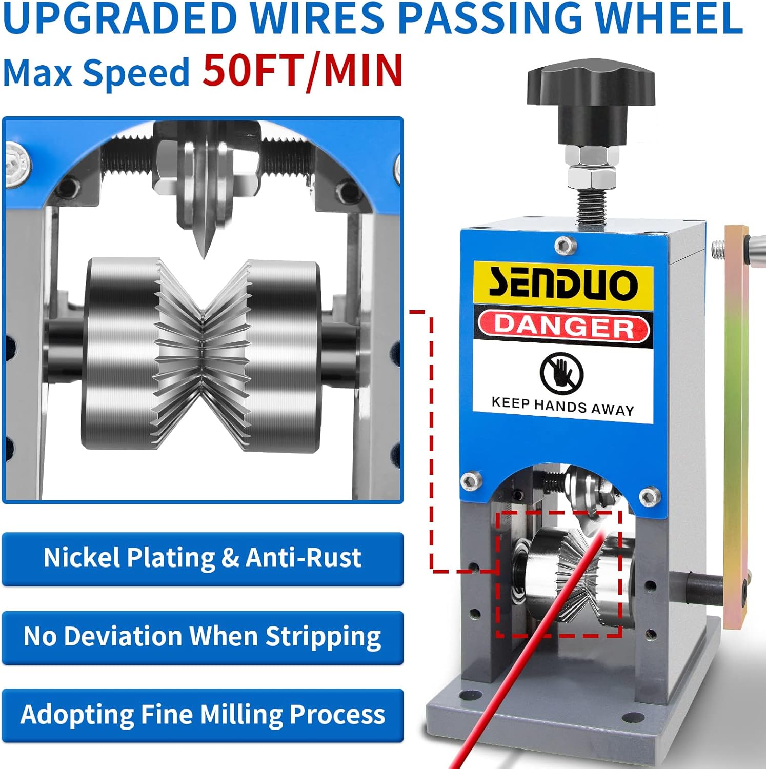 Upgraded Manual Wire Stripper Machine 0.06-1.57in,Cable Stripper Machine for Drill, Wire Stripper Tool With Hand Crank Portable,Wire Stripping Machine For Scrap Copper Recycling
