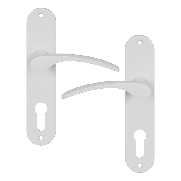 Ensemble poignée sur plaque rondcylindre GoodHome Beare mat blanc L.110.5mm x l.40mm entraxe 165mm