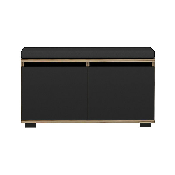 Banc à chaussures Brande avec 2 portes à 4 niveaux 42 x 80 x 35 cm effet chêne / noir en.casa