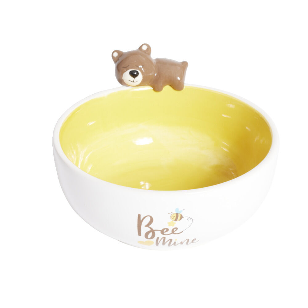 Bol ours dolomite blanc et jaune Ø14,5cm