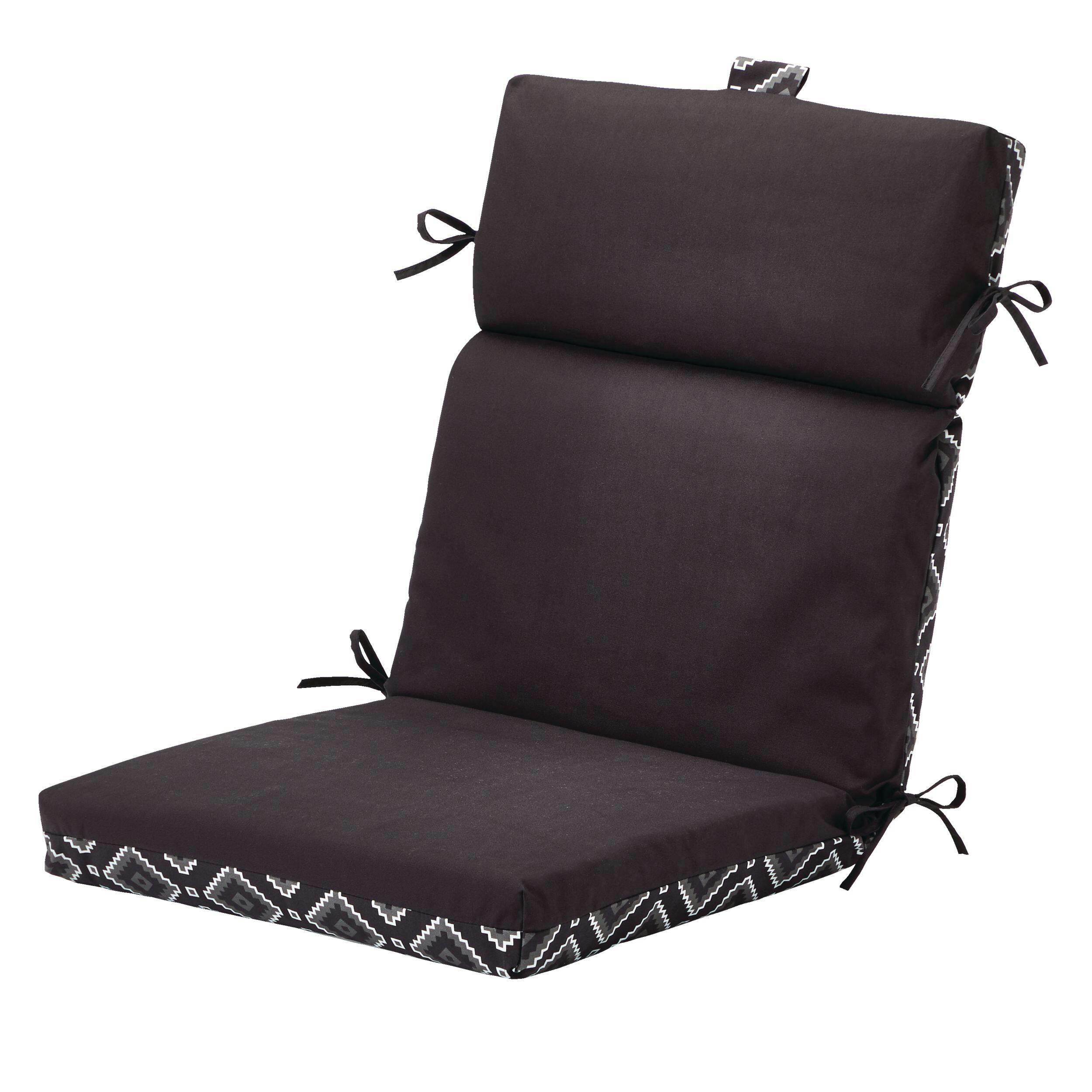 CANVAS Bo Ho Patio UV, Water & Stain Resistant Chair Cushion, Black