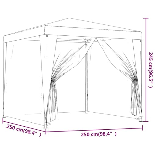 NNEVL Party Tent with 4 Mesh Sidewalls Blue 2.5x2.5 m HDPE