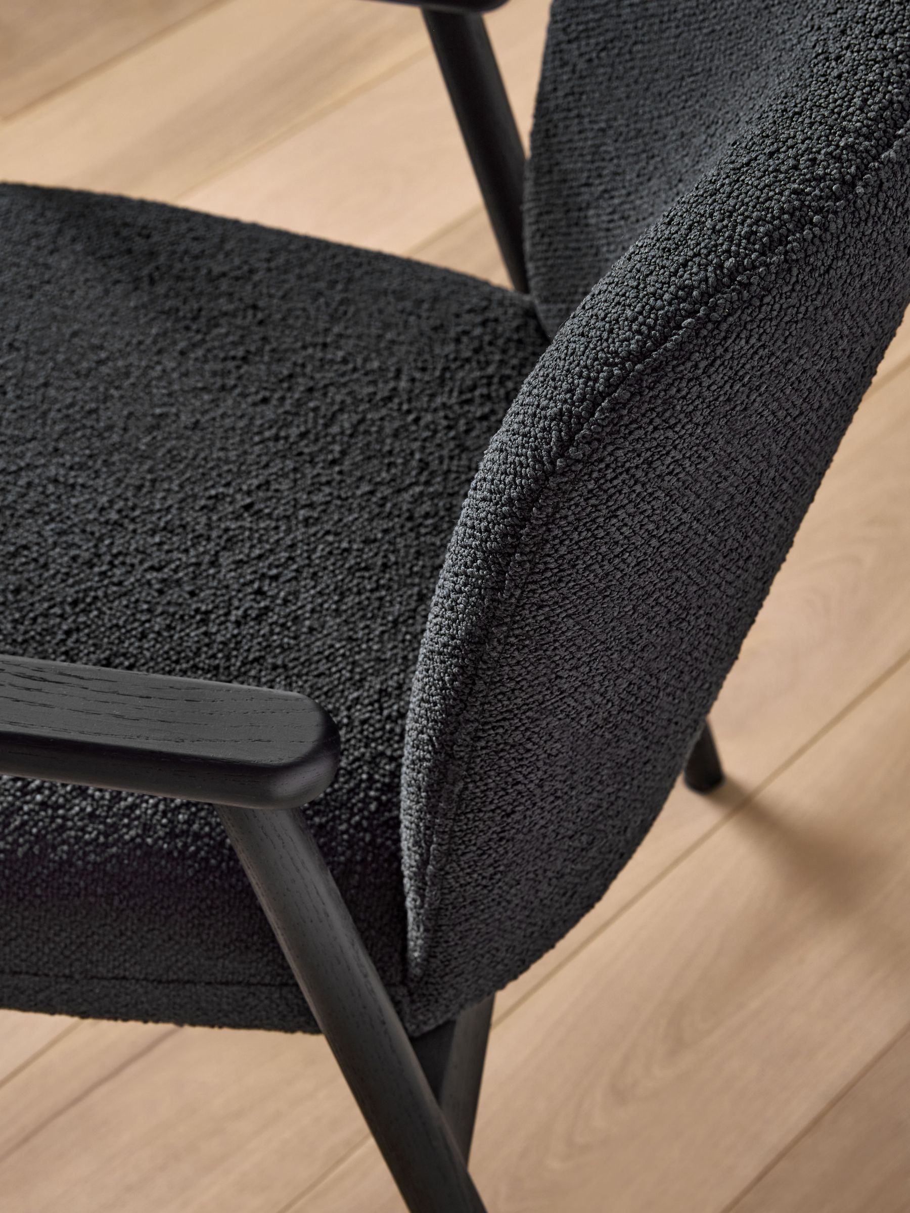 Jasper Conran London Set of 2 Soft Boucle Black Aden Dining Chairs