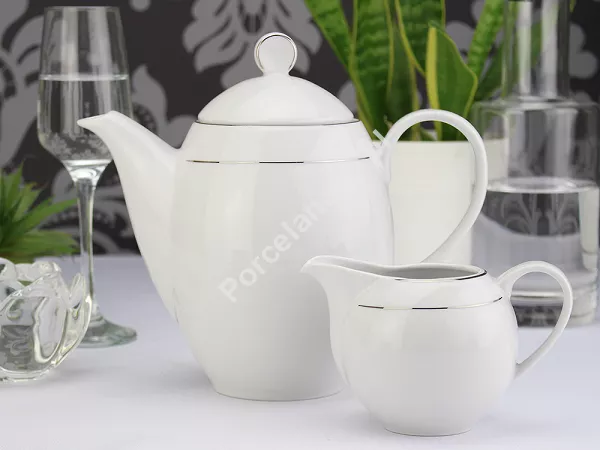 Garnitur do kawy na 12 osób (27 el.) Waza - Classic WA-08P PLATYNOWY cienki pasek