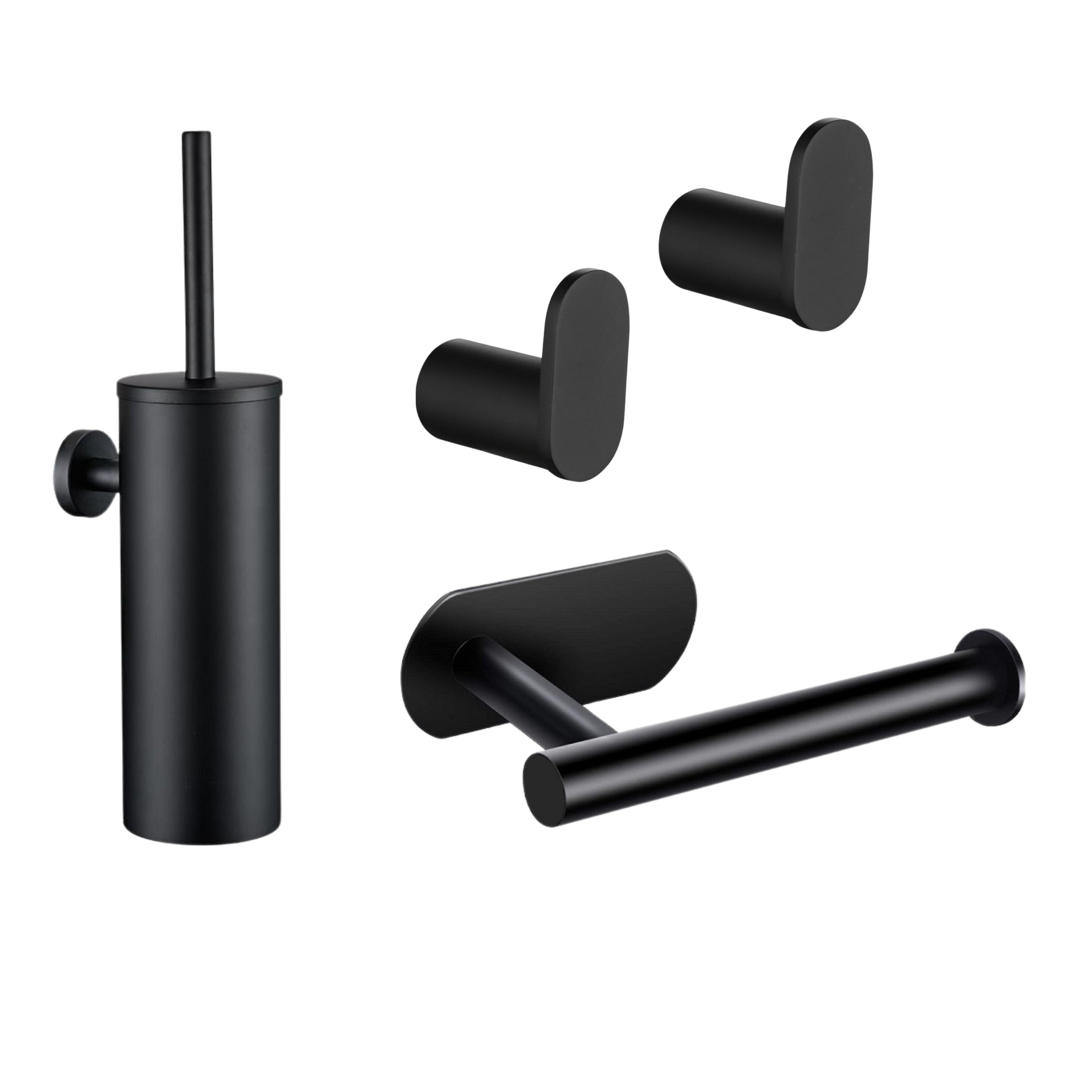 XIVADA Toilet accessoires set - 4 delig - Rvs - Zwart