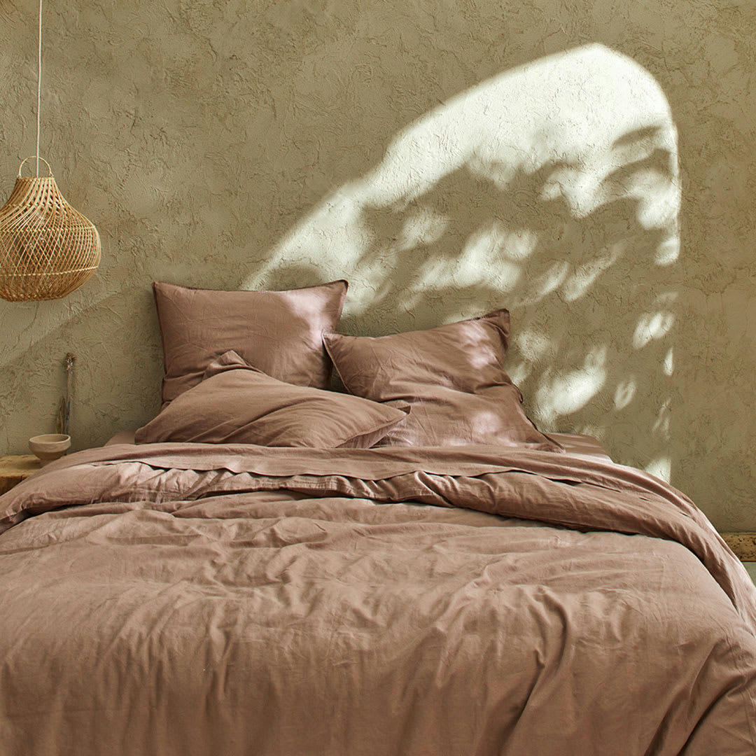 BIO LISO FN - Housse de couette li/coton organic bois clair 155x220 cm