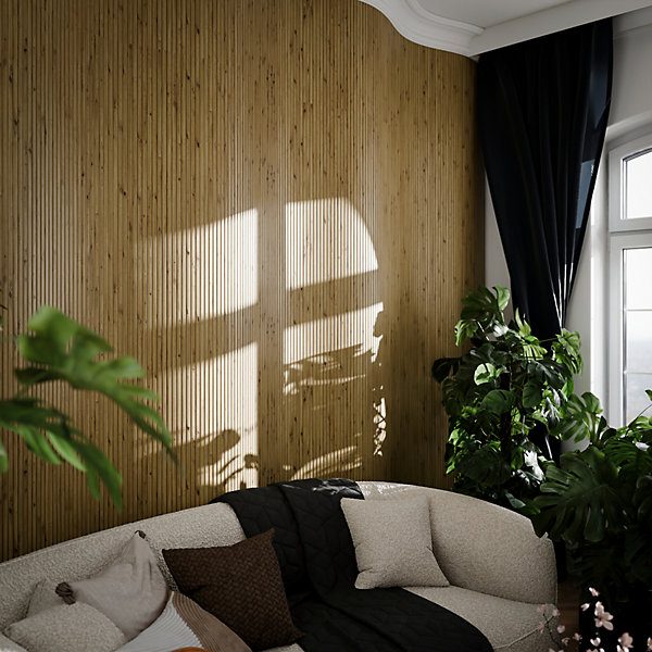 Panneau tasseau flexible MDF Ella effet chêne clair 90X40 cm