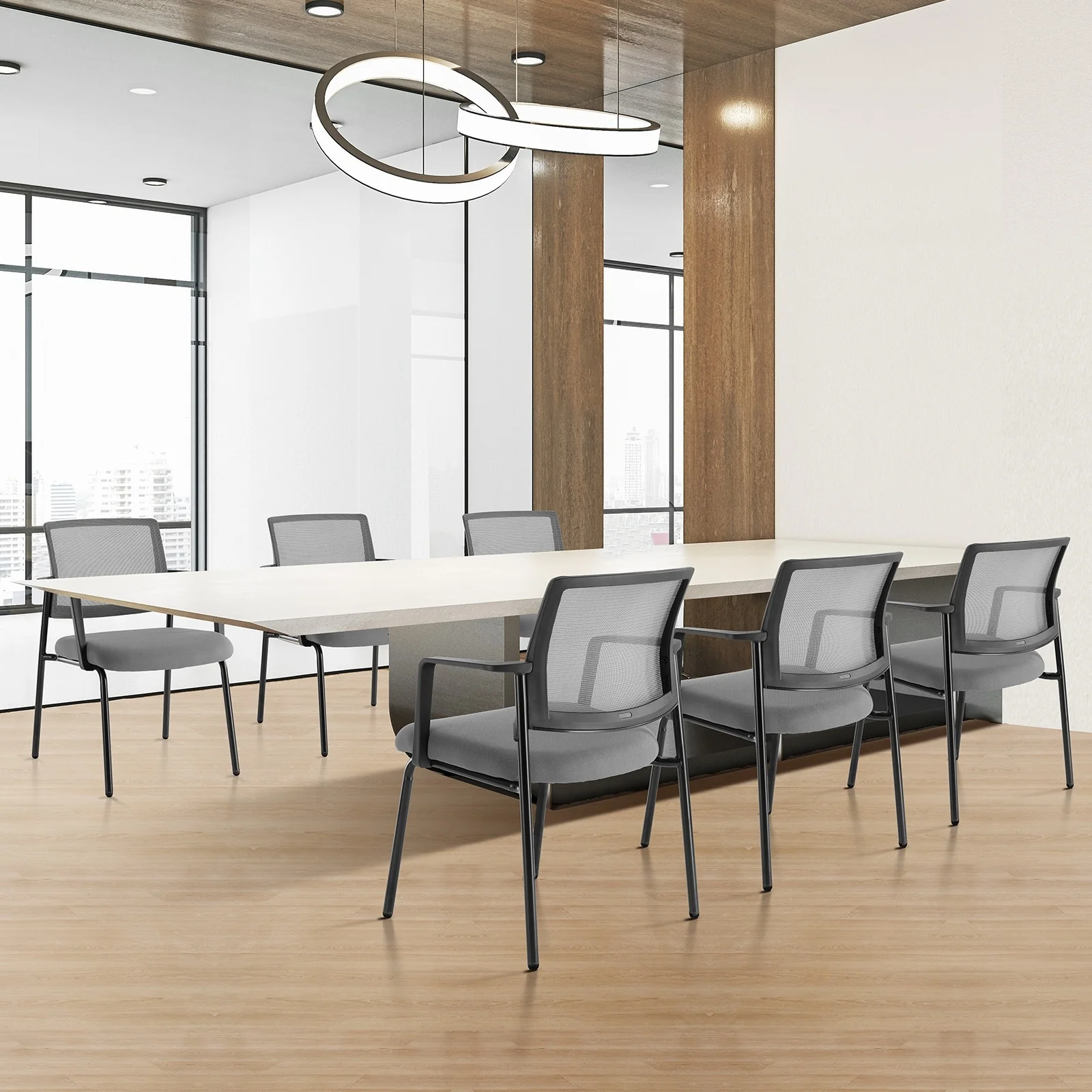 Mesh Back Stacking Arm Chairs , Upholstered Fabric Stacking Chairs, Sturdy Metal Stacking Chairs