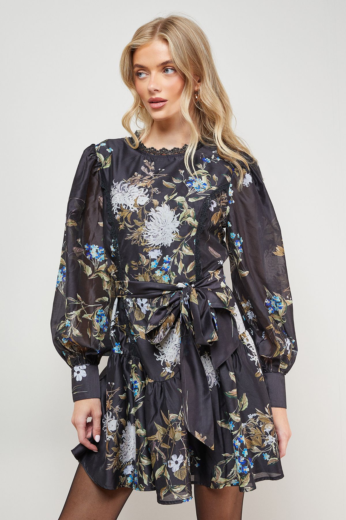 Oasis Flippy Hem Belted Mini Dress