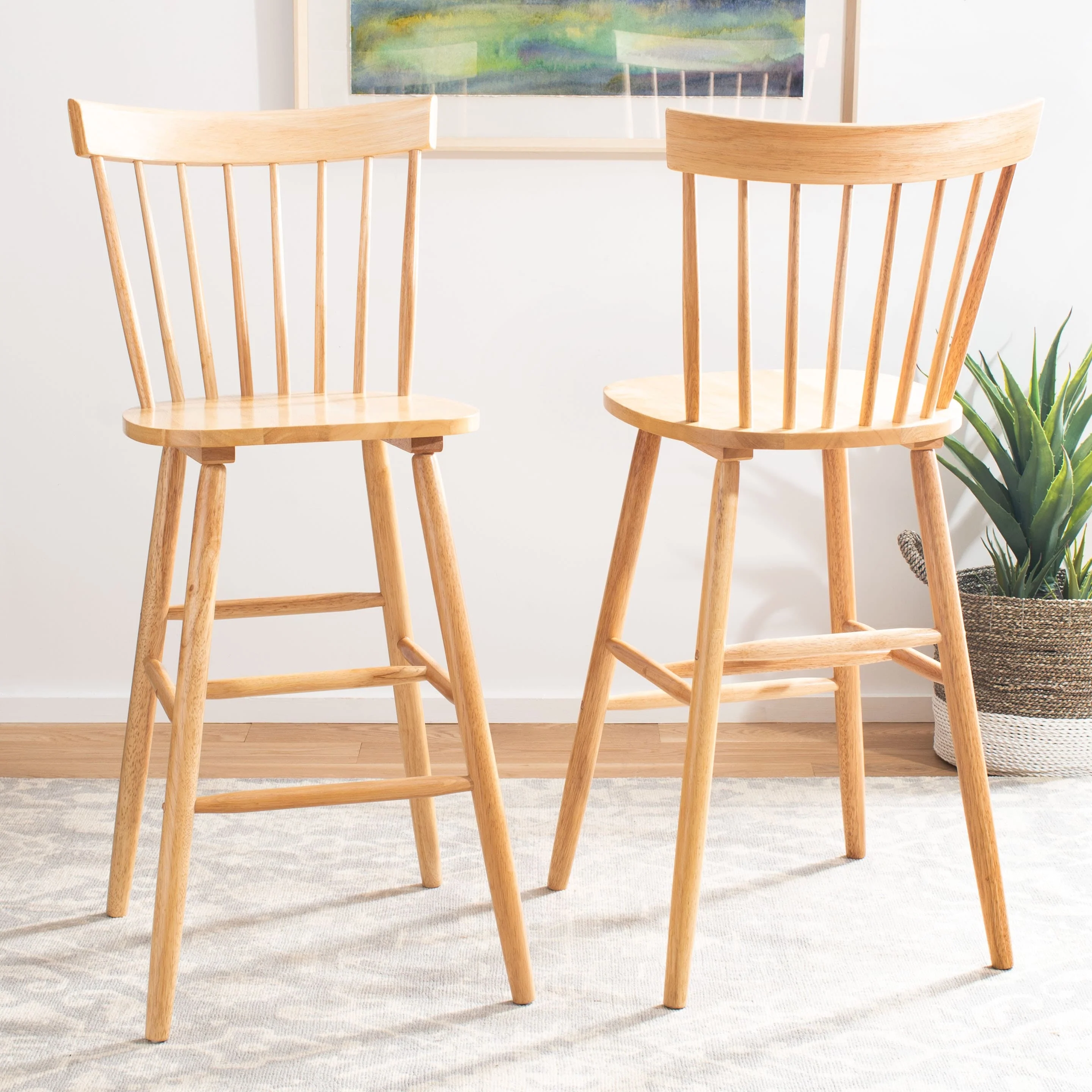 SAFAVIEH Belva 30-inch Spindle Farmhouse Bar Stool (Set of 2) - 20 W x 21 D x 44 H - 20Wx21Dx44H