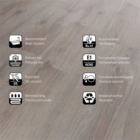 Vinylboden, BxLxS: 220 x 1210 x 5 mm, braun/grau