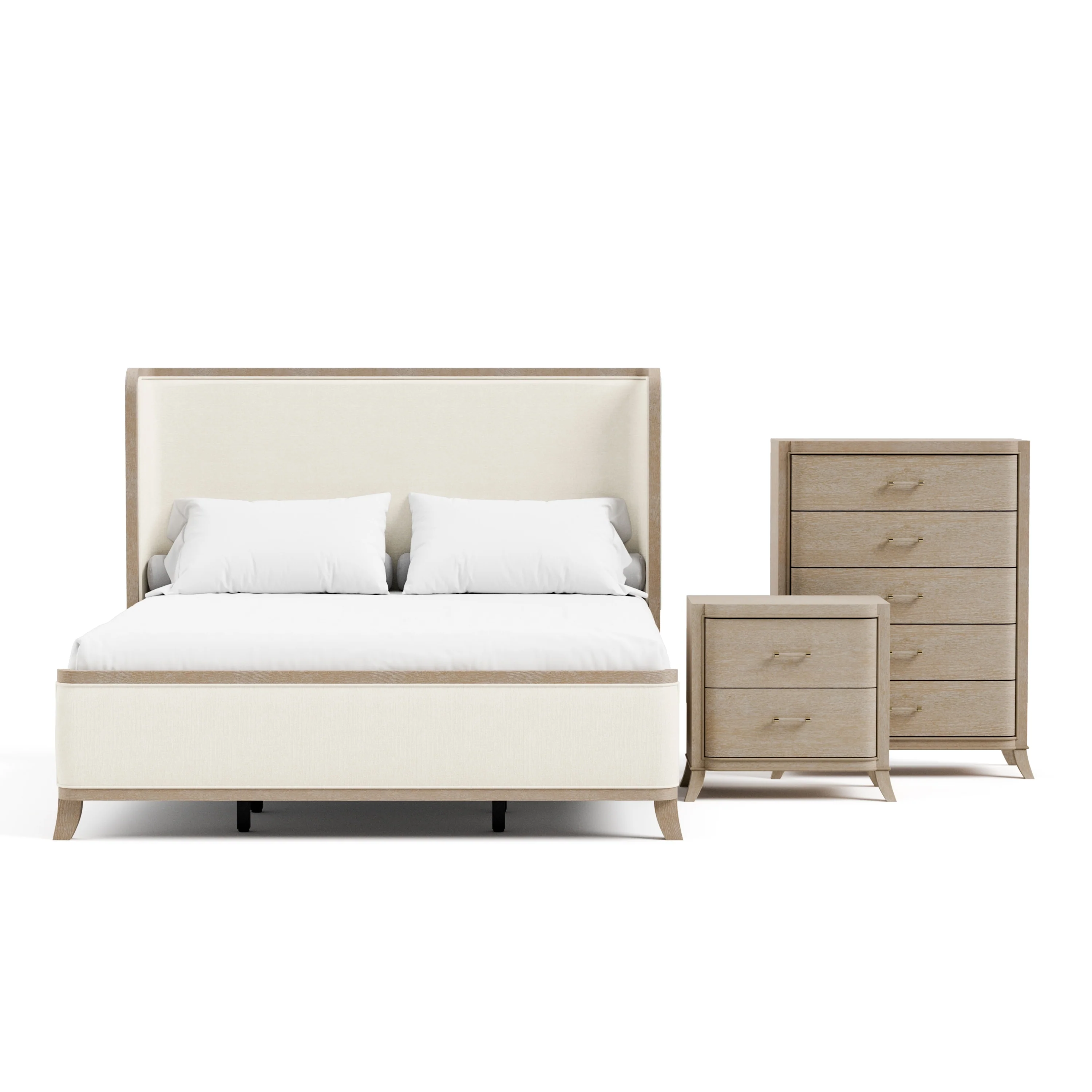 Furniture of America Kian Modern 3-Piece Natural Oak Solid Wood Bedroom Set