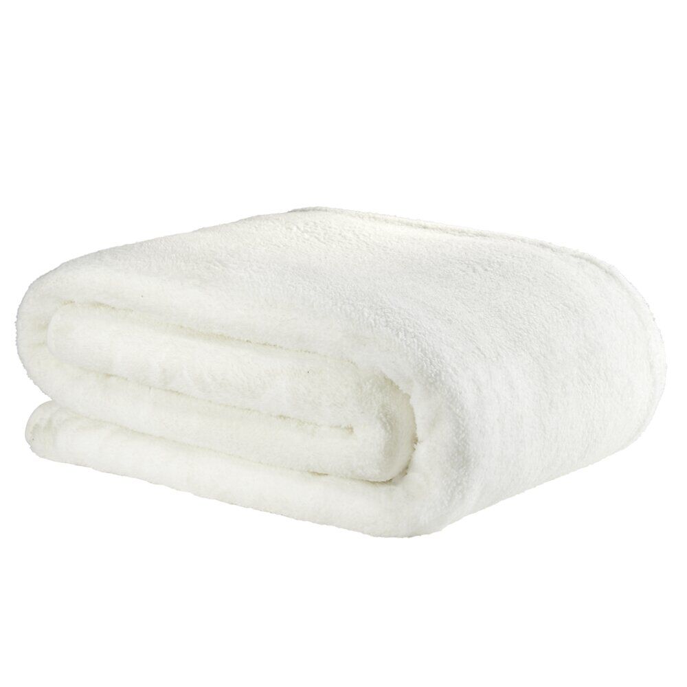 Couvre lit 2 personnes sherpa blanc 220x240cm