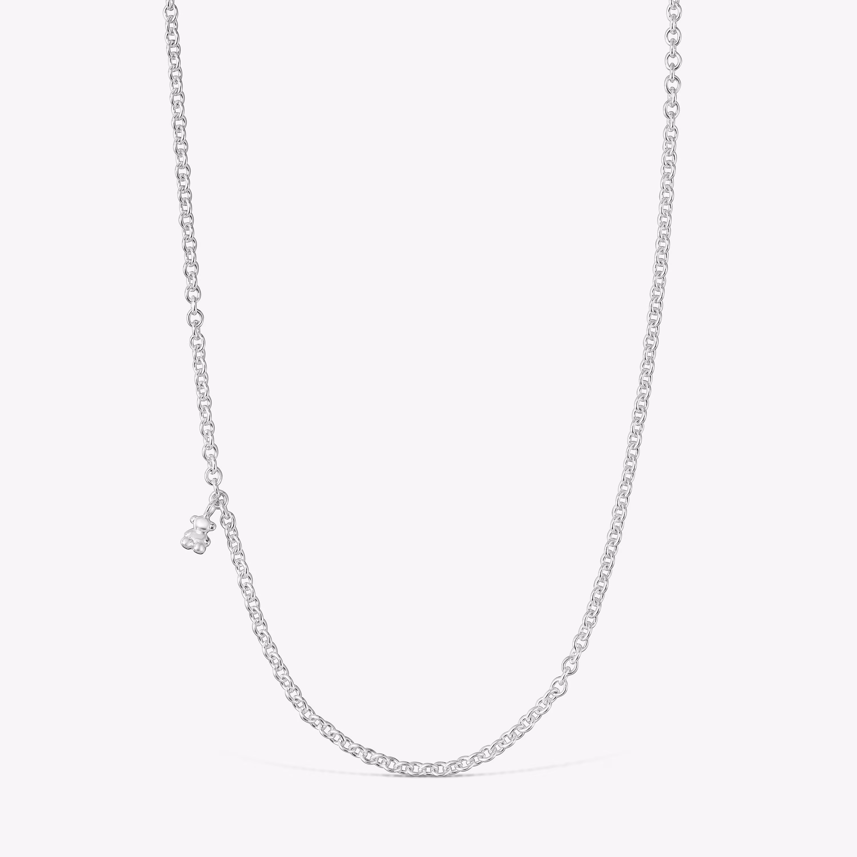 Collar corto de plata con anillas redondas Bold Bear