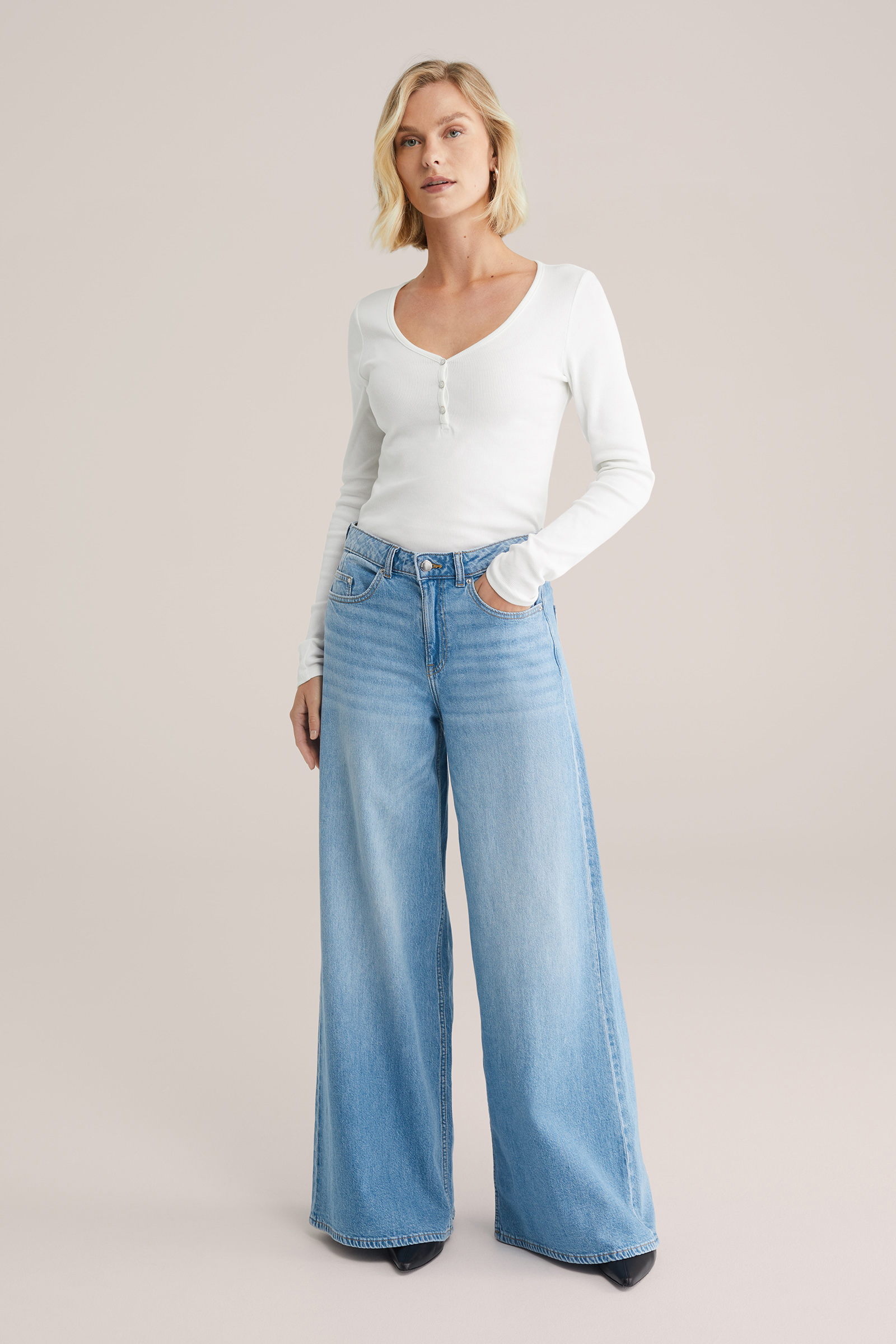 Dames super wide leg jeans