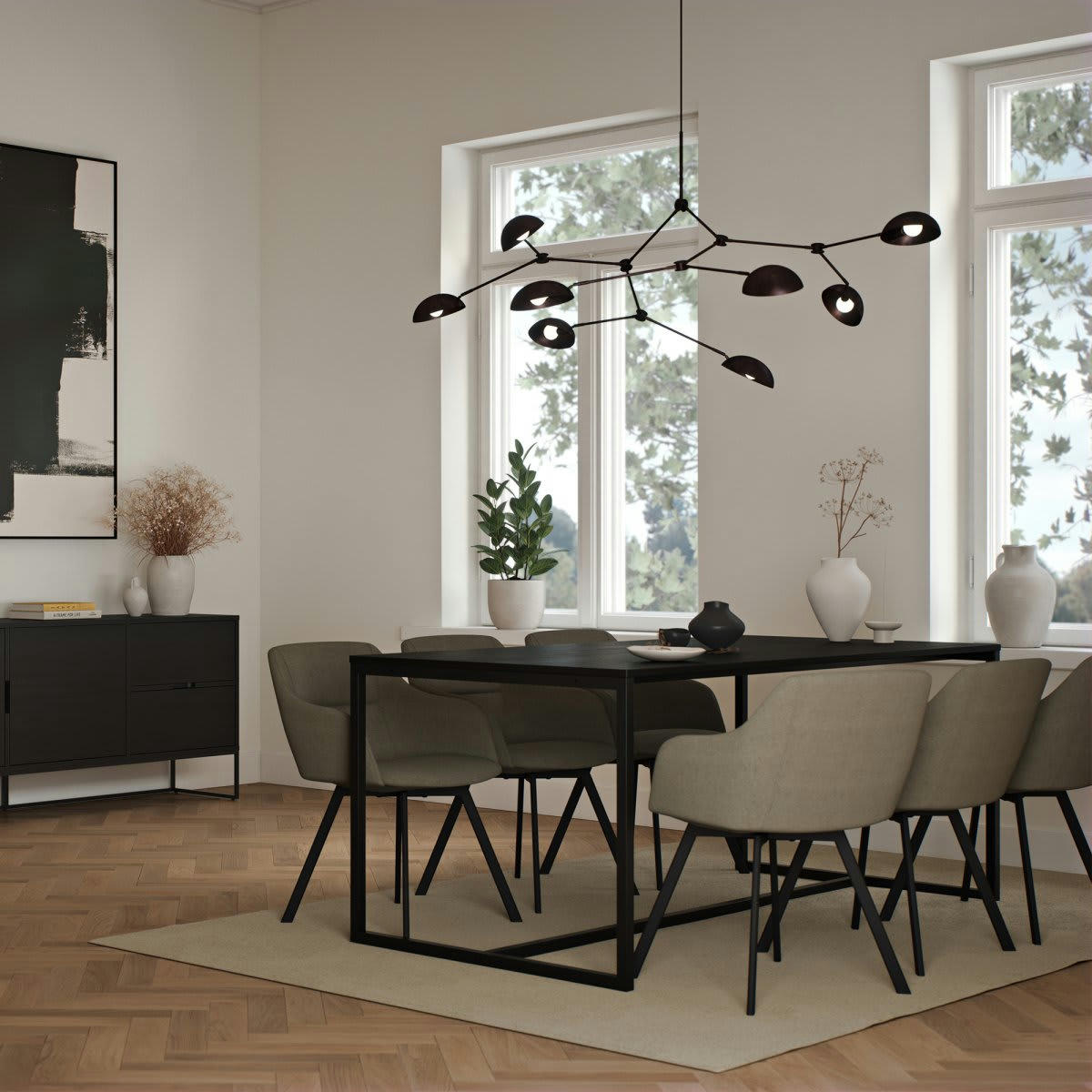 LOGO - Table à manger 180x90cm en bois noir