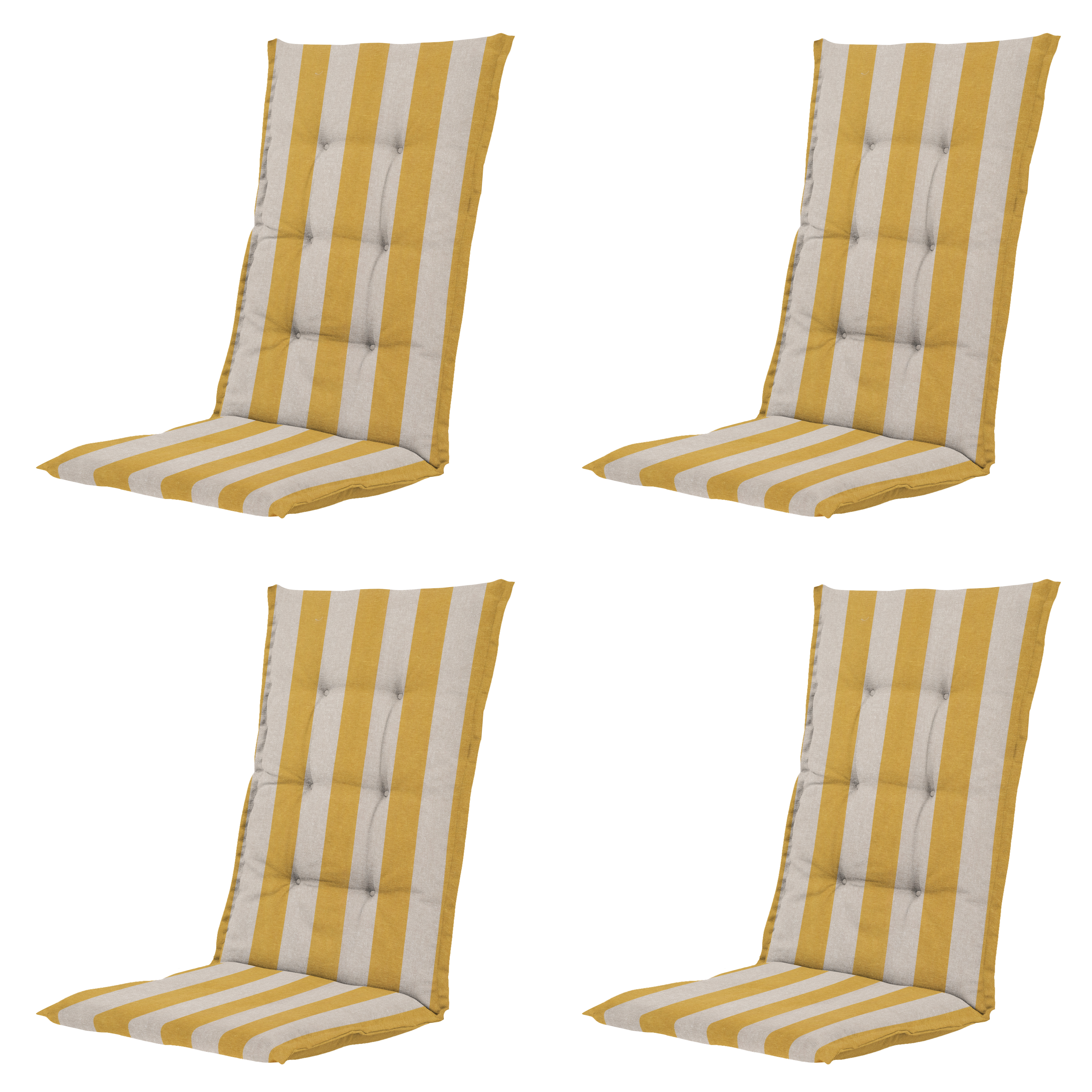 Madison tuinstoelkussen hoge rug Amora - geel - 123x50x5cm - set van 4