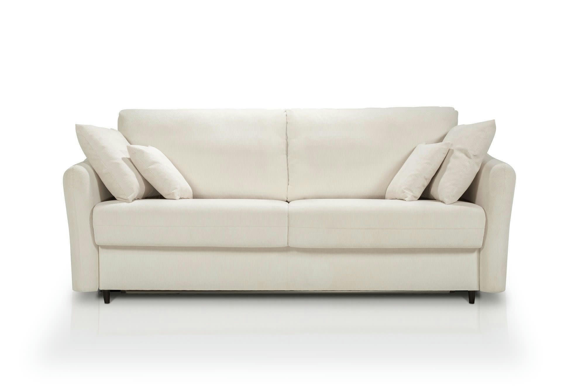 CAPELLA - Canapé droit convertible 3 places  en velours côtelé beige