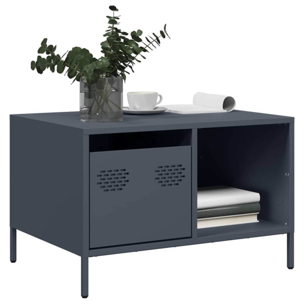 Stolik Kawowy Ława Stół Antracytowy Metalowy 68.5x50x43.5 Przegroda