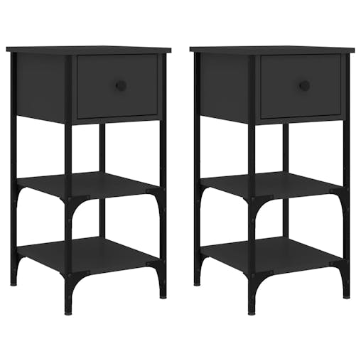 NNEVL Bedside Cabinets 2 pcs Black 34x36x70 cm Engineered Wood