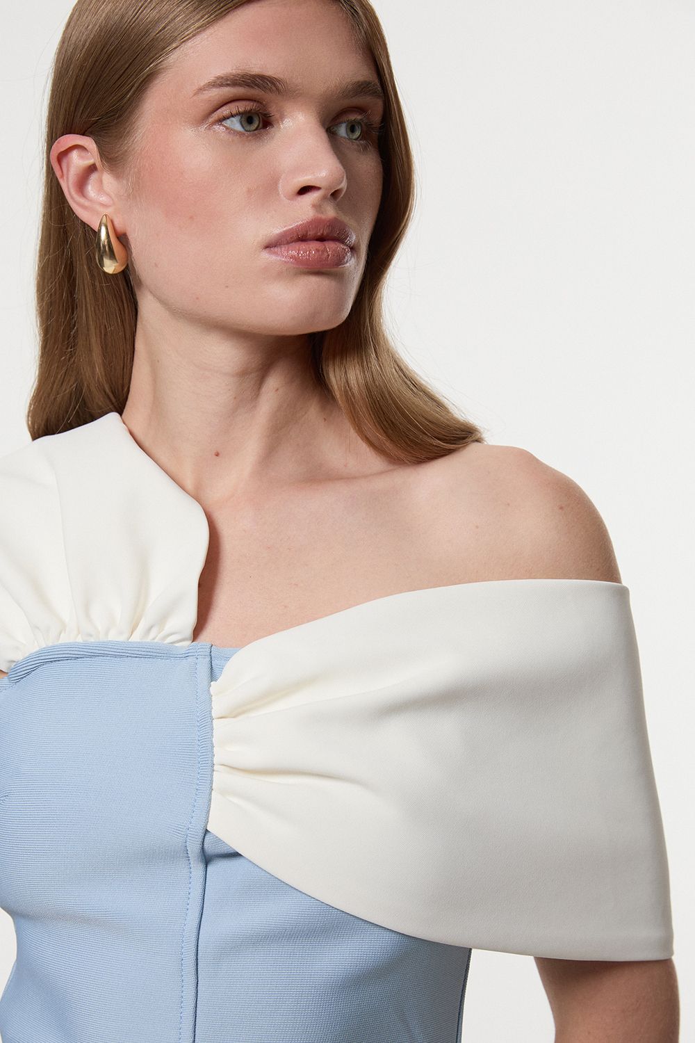 KarenMillen Figure Form Bandage Knit Asymmetric Strap Top