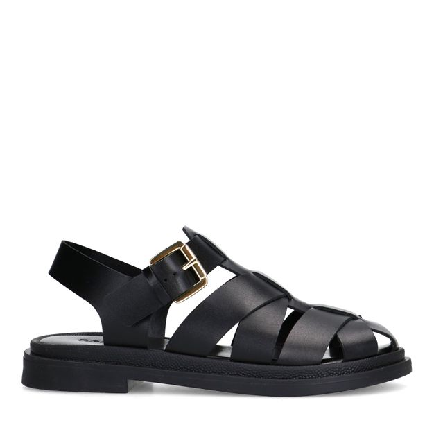 Zwarte leren sandalen