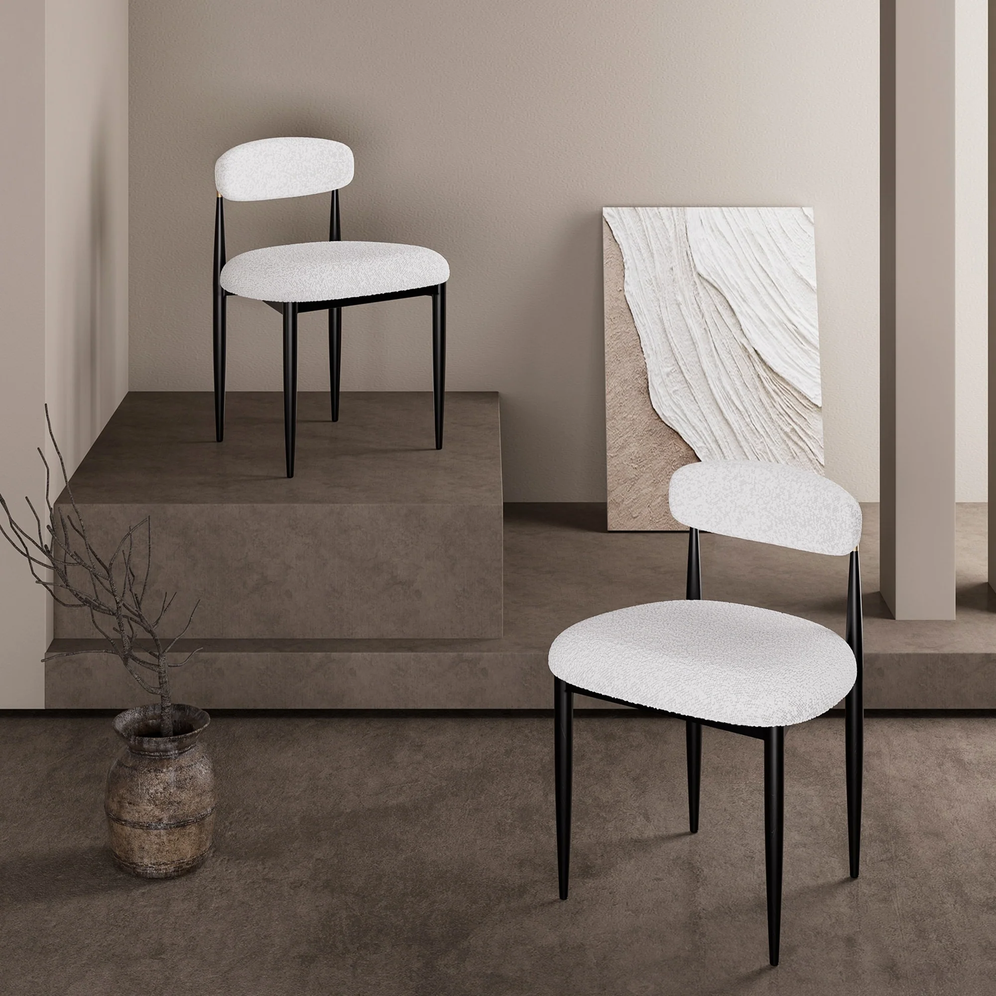 Morden Fort Modern Boucle Armless Dining Chairs (Set of 2)