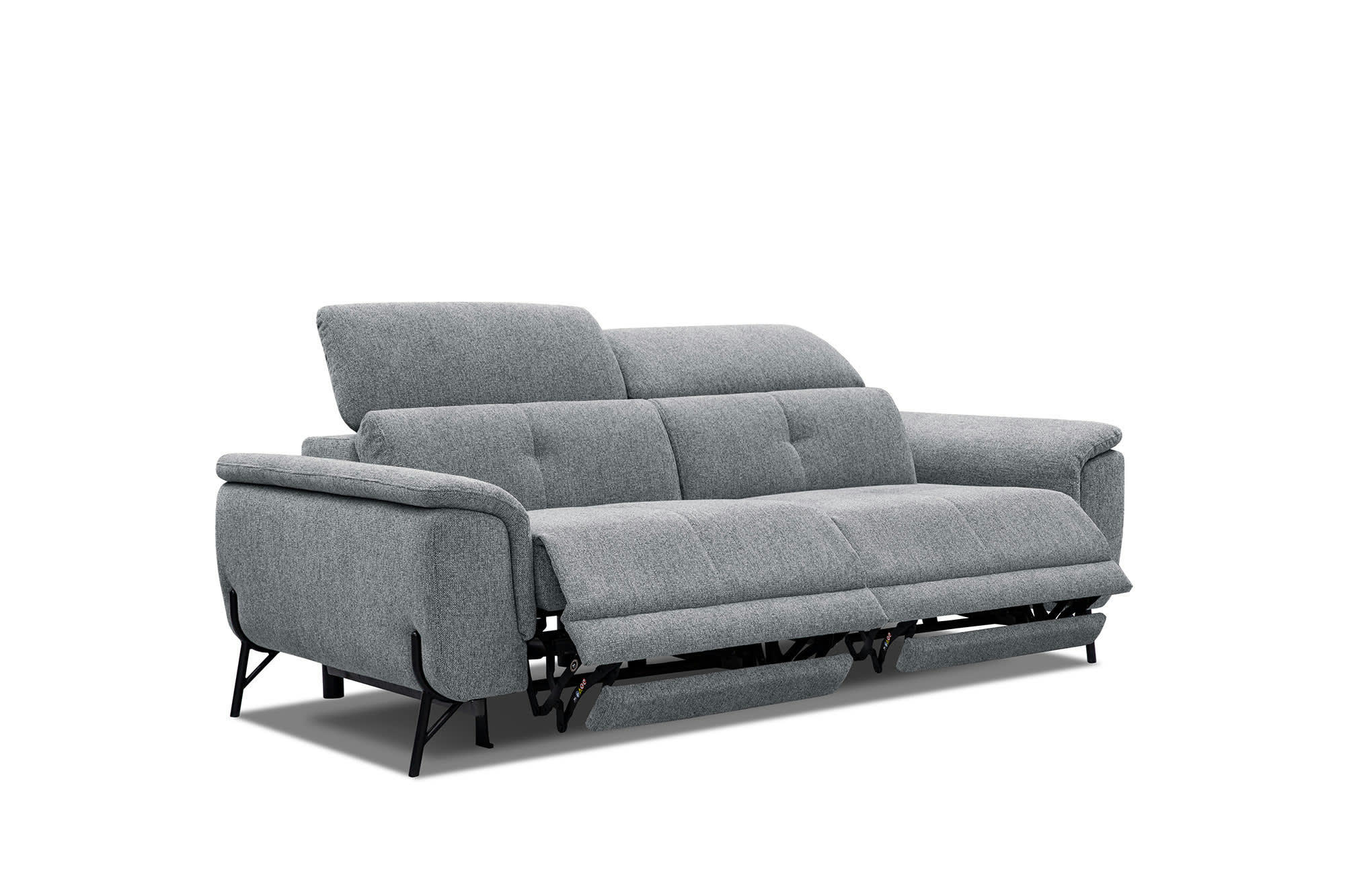 AVENA - Canapé droit 3 places avec 2 relax électriques tissu gris