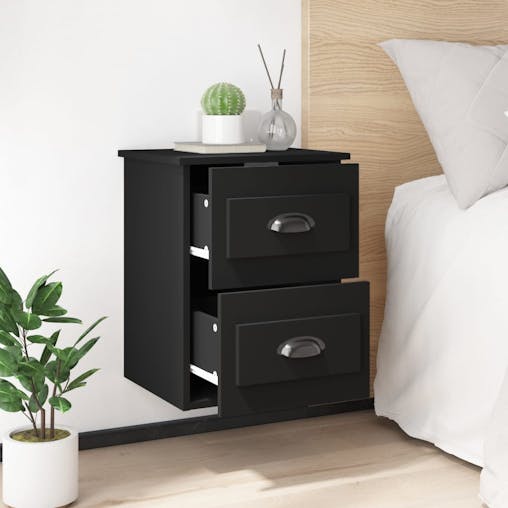 NNEVL Wall-mounted Bedside Cabinets 2 pcs Black 41.5x36x53cm