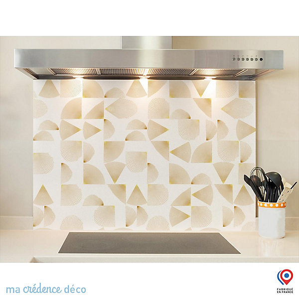 Crédence cuisine fond de hotte Rayonnement doré - Verre trempé - L 60 cm x H 45 cm - MaCrédenceDéco