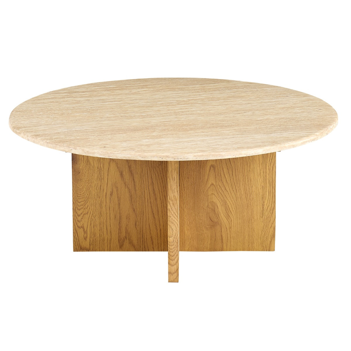 Giga Meubel Salontafel Faria - Lichtbruin Marmer - Ø80x35cm