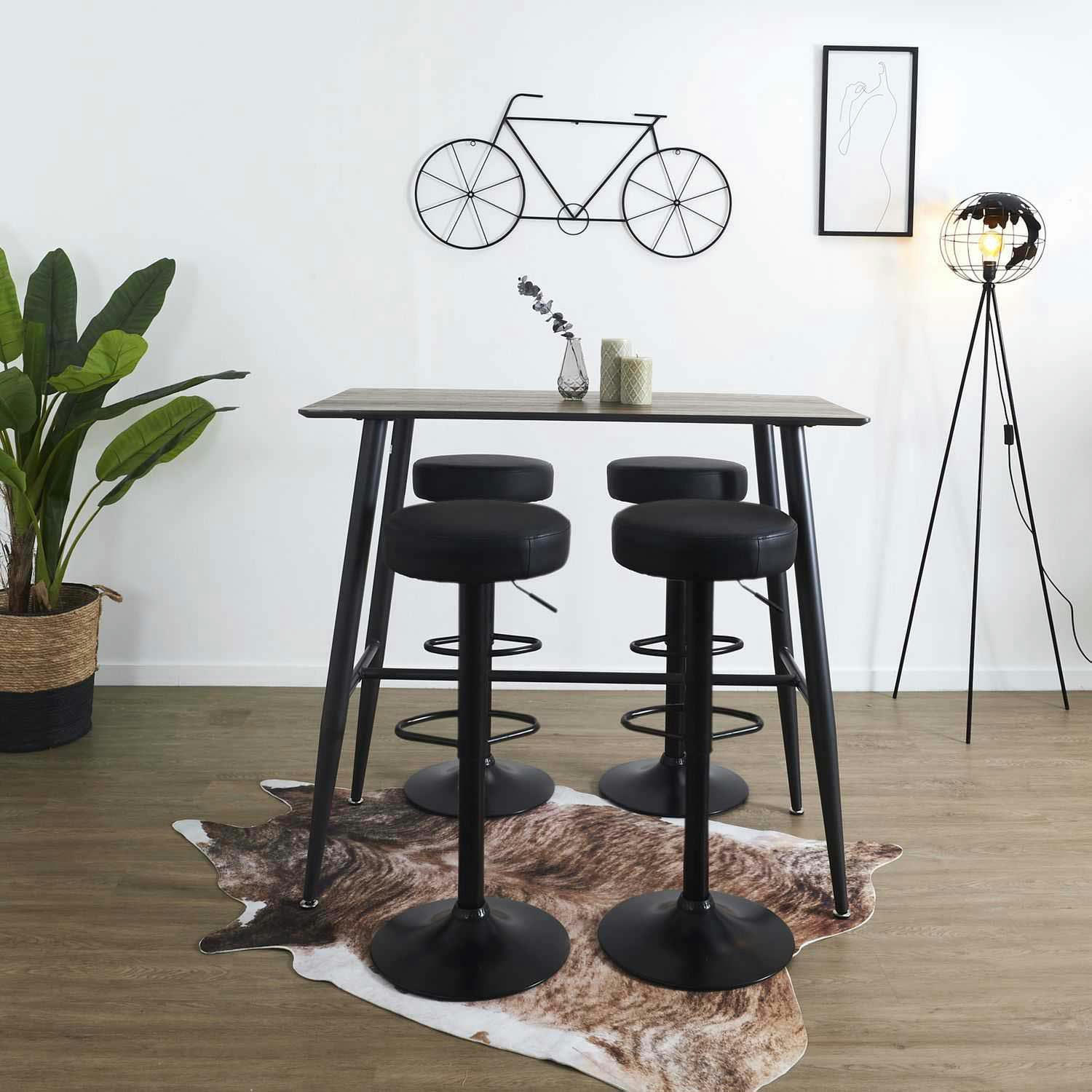 - Tabouret de bar hauteur réglable mumford (lot de 2) noir