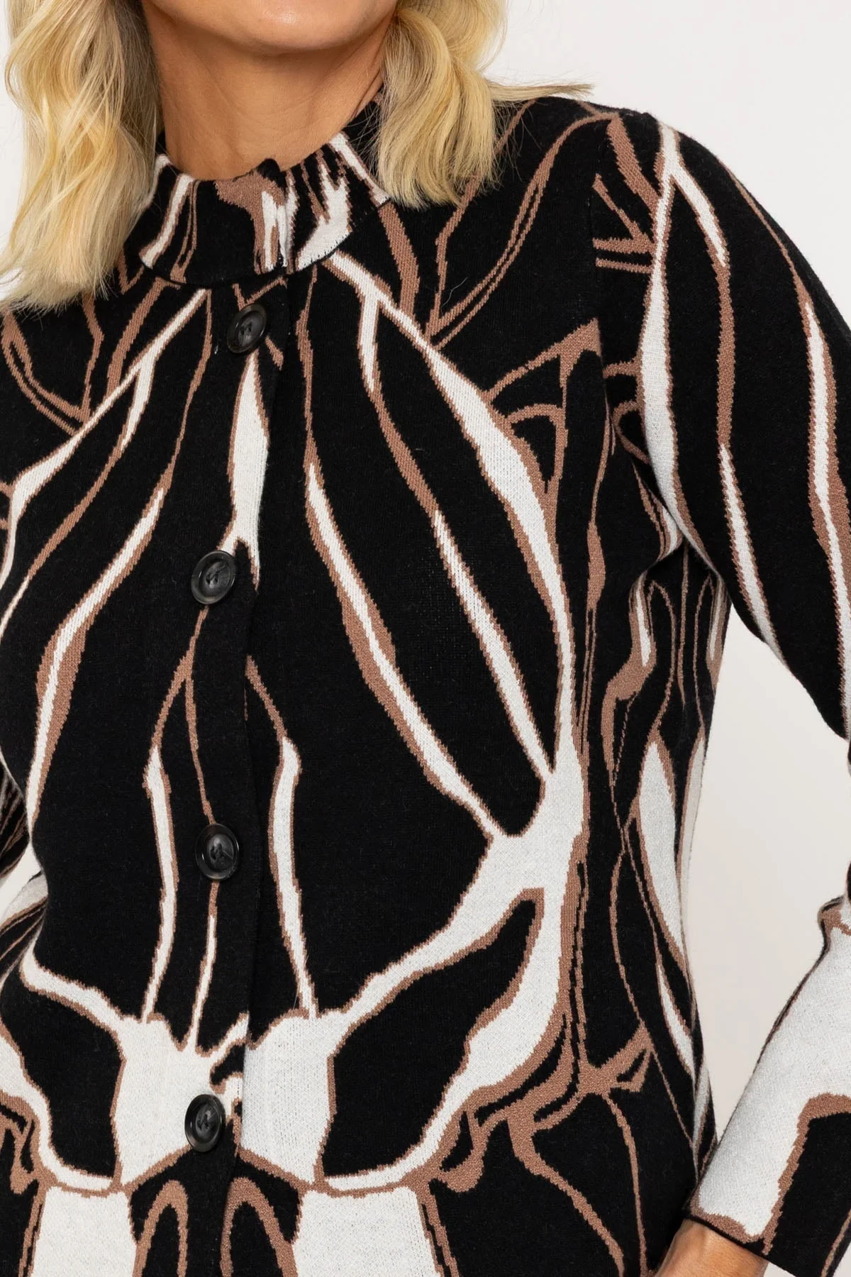 Black Jaquard Print Cardigan