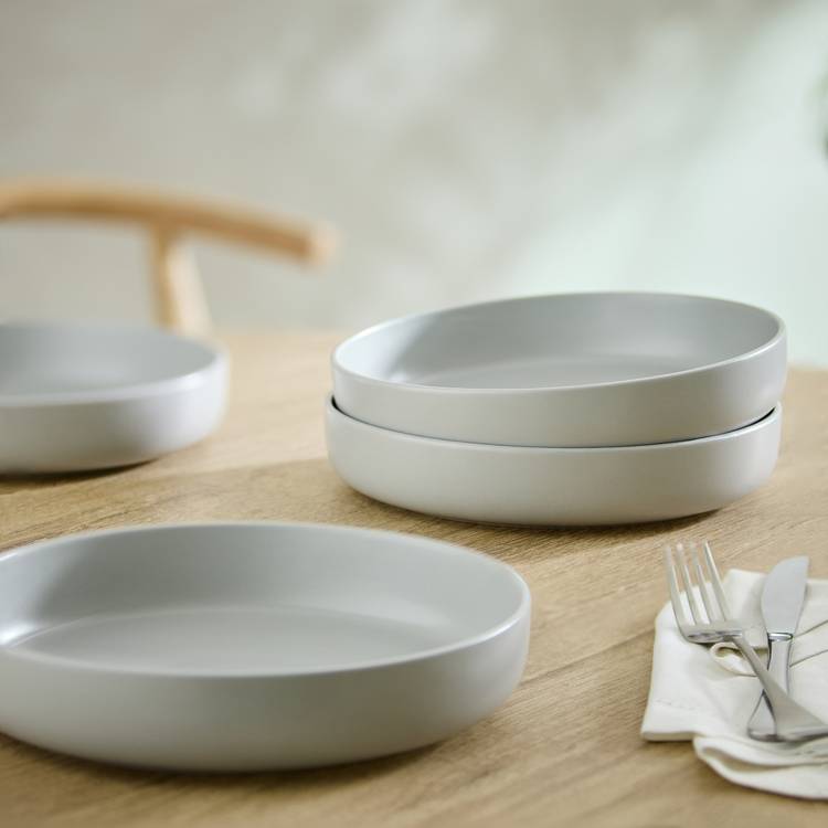 Habitat 4 Piece Stoneware Blates - Matte Grey