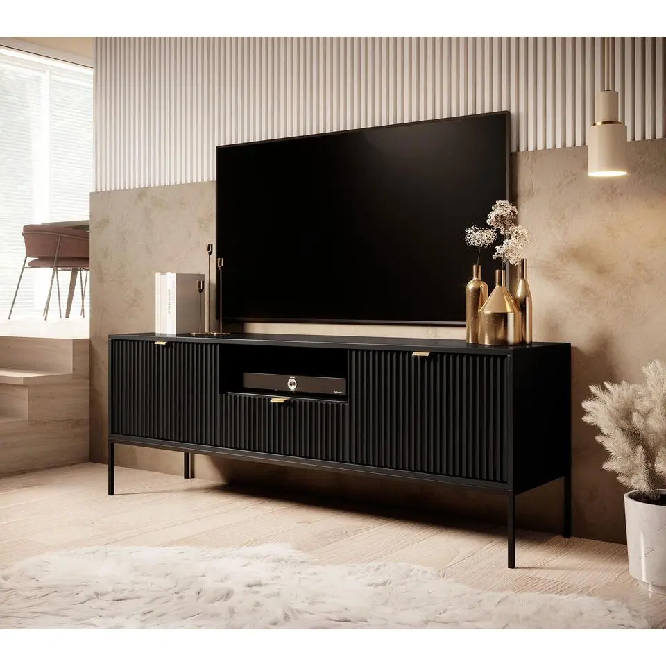Meubella - TV-Meubel Navil - Zwart - 154 cm